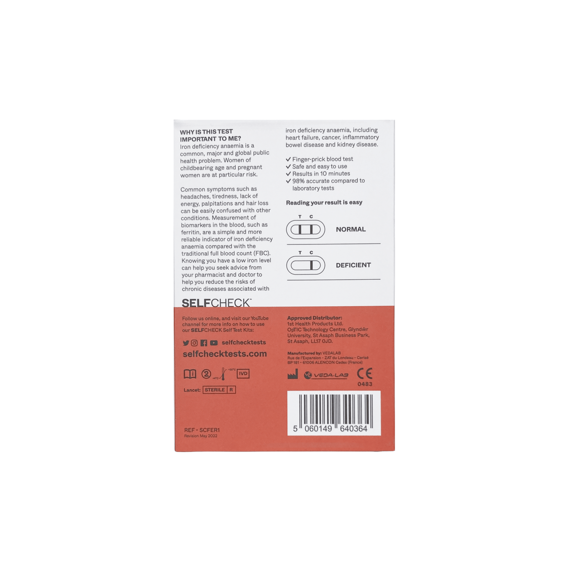 SELFCHECK Iron Deficiency Test Back fo Box