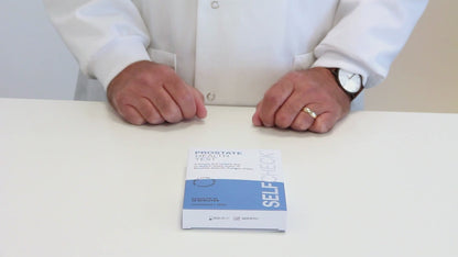 Scientist demonstrates how to use PSA test kit